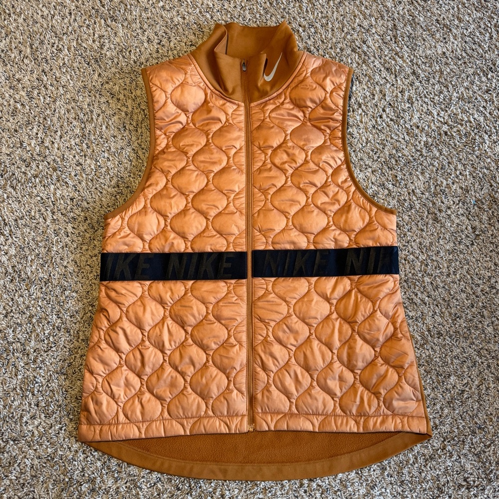 Nike Aerolayer Quilted Running Vest Burnt Orange Women Size Medium